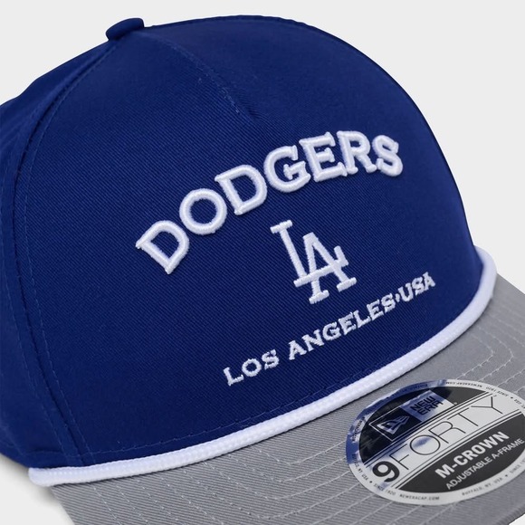 New Era Los Angeles Dodgers 9FORTY Adjustable A-Frame Baseball Cap Blue Gray NWT - Picture 3 of 13